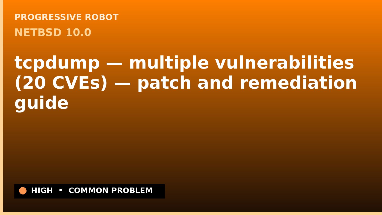 NetBSD 10.0 — tcpdump — multiple vulnerabilities (20 CVEs) — patch and remediation guide — diagnosis and fix on NetBSD 10.0