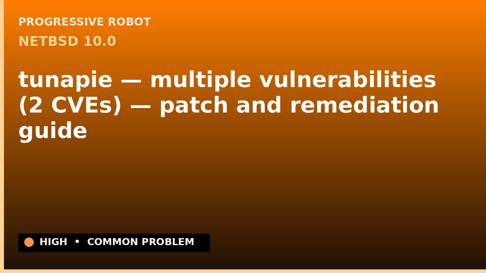 NetBSD 10.0 — tunapie — multiple vulnerabilities (2 CVEs) — patch and remediation guide — diagnosis and fix on NetBSD 10.0