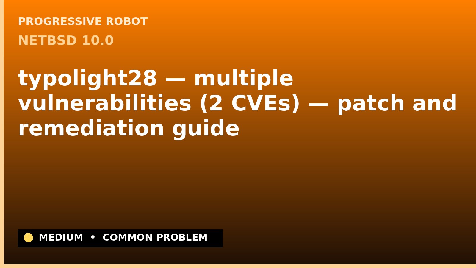 NetBSD 10.0 — typolight28 — multiple vulnerabilities (2 CVEs) — patch and remediation guide — diagnosis and fix on NetBSD 10.0