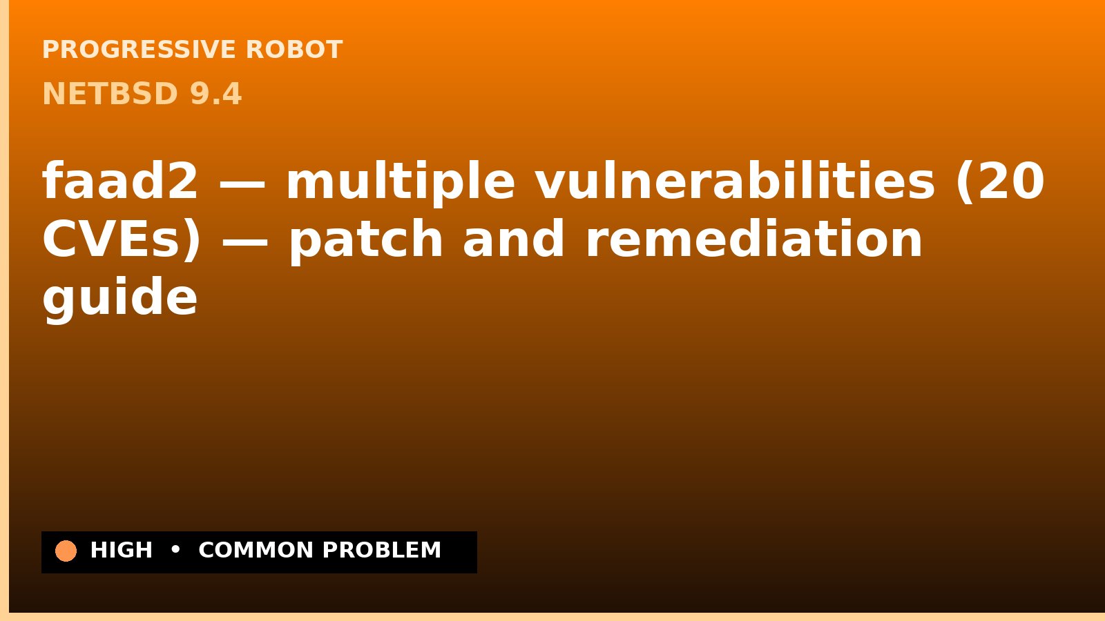 NetBSD 9.4 — faad2 — multiple vulnerabilities (20 CVEs) — patch and remediation guide — diagnosis and fix on NetBSD 9.4