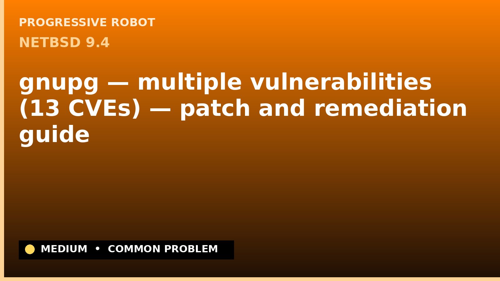 NetBSD 9.4 — gnupg — multiple vulnerabilities (13 CVEs) — patch and remediation guide — diagnosis and fix on NetBSD 9.4