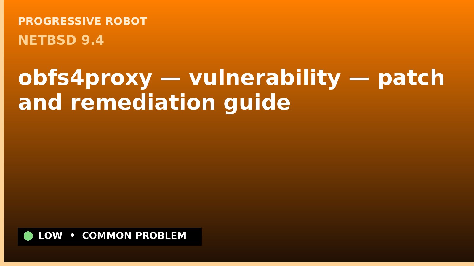 NetBSD 9.4 — obfs4proxy — vulnerability — patch and remediation guide — diagnosis and fix on NetBSD 9.4
