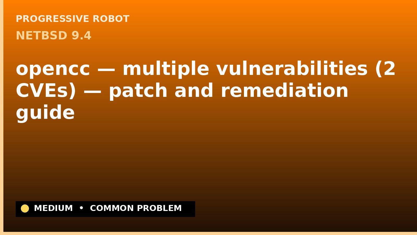 NetBSD 9.4 — opencc — multiple vulnerabilities (2 CVEs) — patch and remediation guide — diagnosis and fix on NetBSD 9.4
