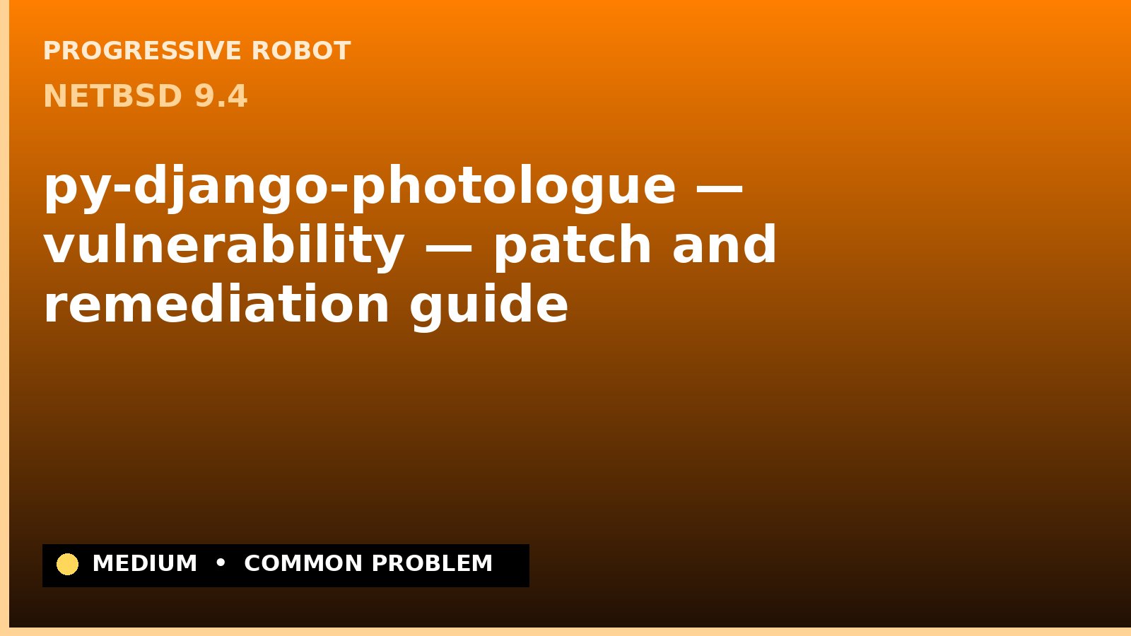 NetBSD 9.4 — py-django-photologue — vulnerability — patch and remediation guide — diagnosis and fix on NetBSD 9.4