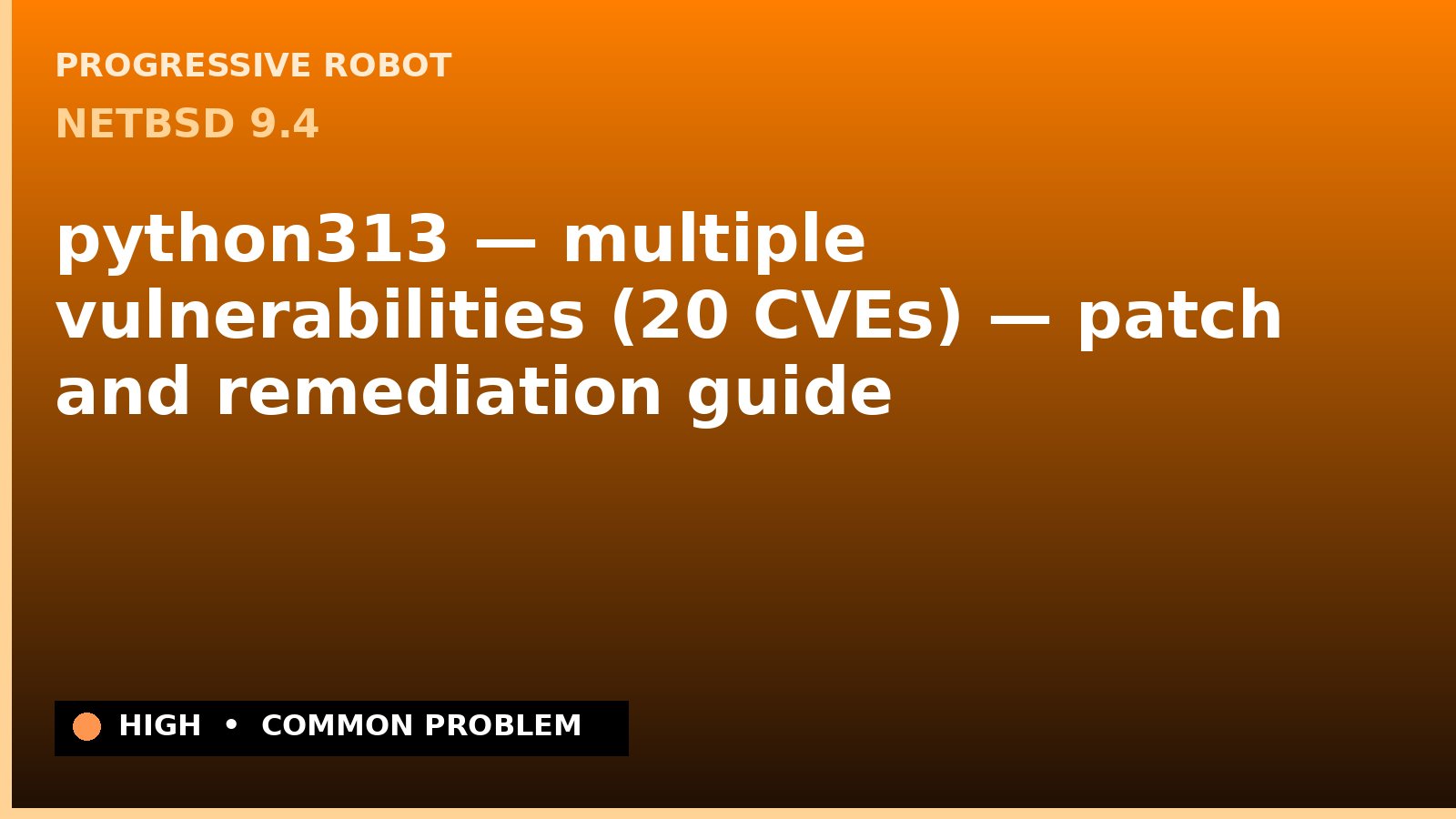 NetBSD 9.4 — python313 — multiple vulnerabilities (20 CVEs) — patch and remediation guide — diagnosis and fix on NetBSD 9.4