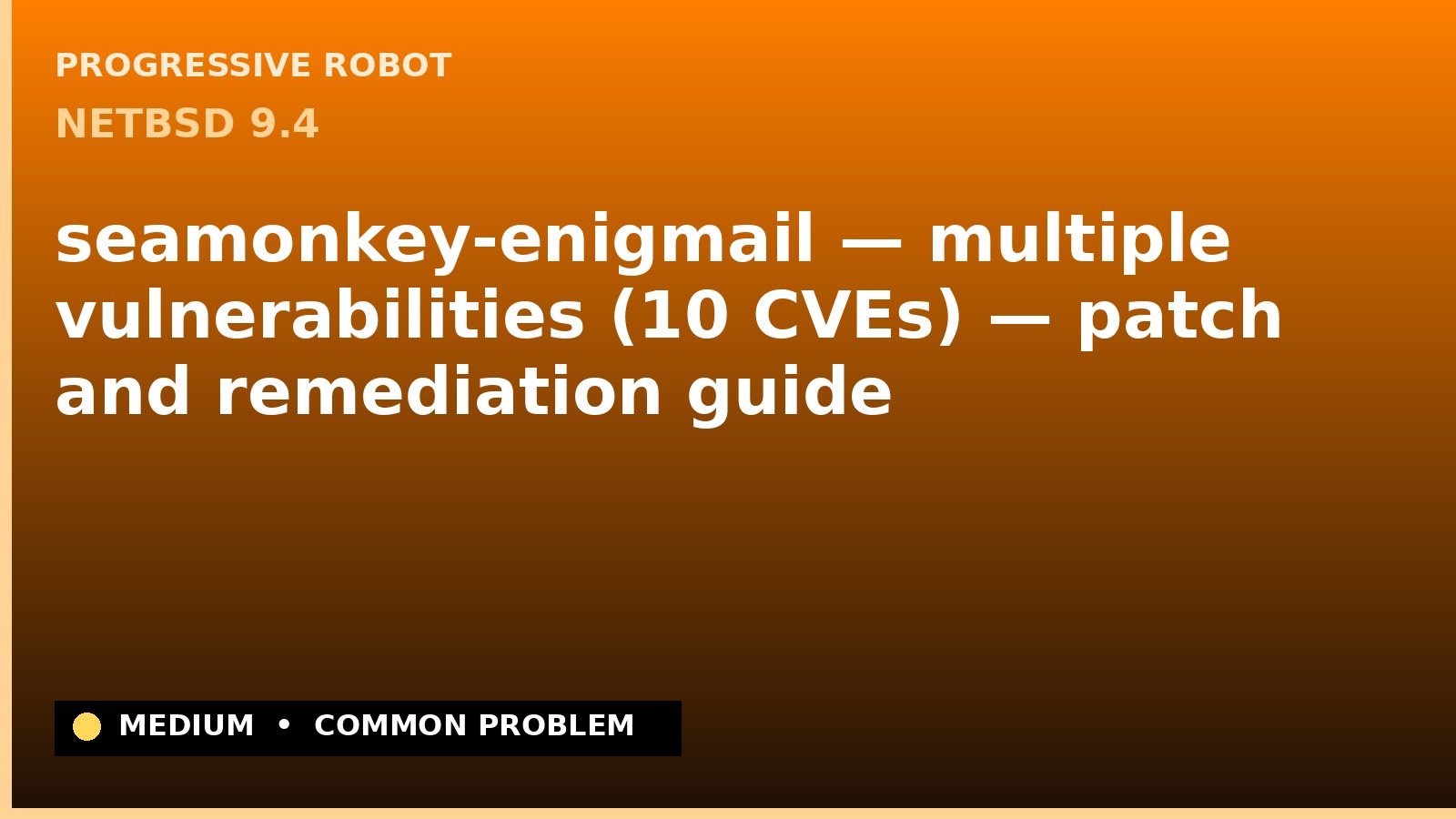 NetBSD 9.4 — seamonkey-enigmail — multiple vulnerabilities (10 CVEs) — patch and remediation guide — diagnosis and fix on NetBSD 9.4