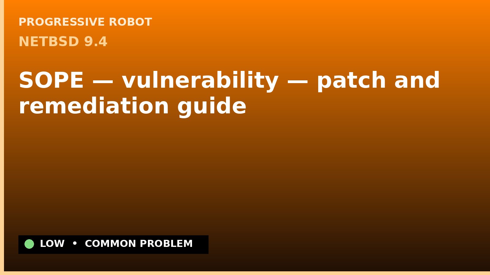 NetBSD 9.4 — SOPE — vulnerability — patch and remediation guide — diagnosis and fix on NetBSD 9.4