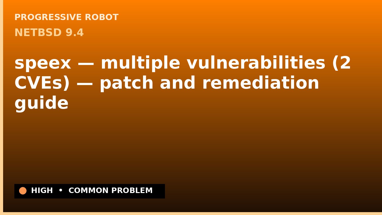 NetBSD 9.4 — speex — multiple vulnerabilities (2 CVEs) — patch and remediation guide — diagnosis and fix on NetBSD 9.4