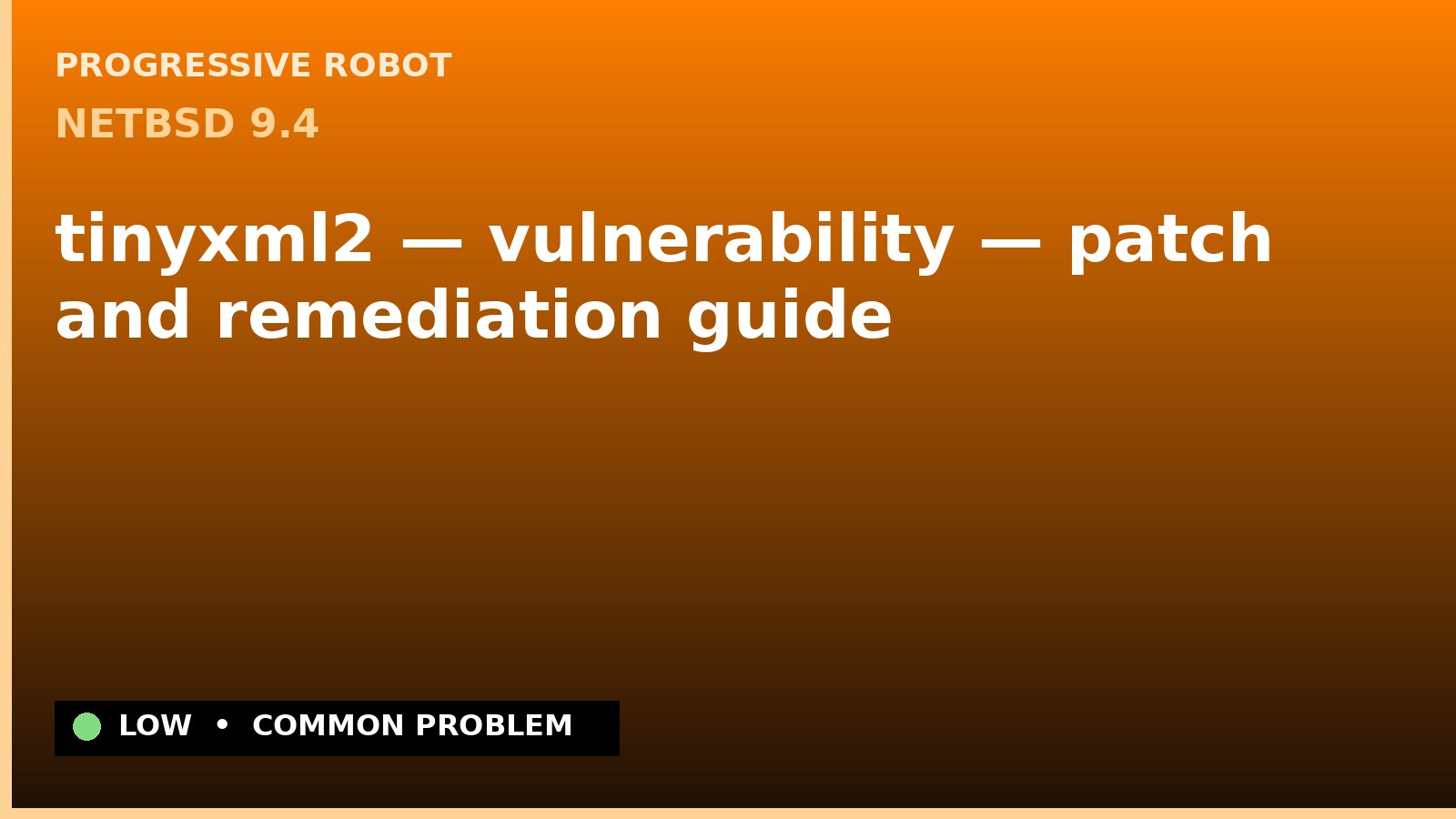 NetBSD 9.4 — tinyxml2 — vulnerability — patch and remediation guide — diagnosis and fix on NetBSD 9.4
