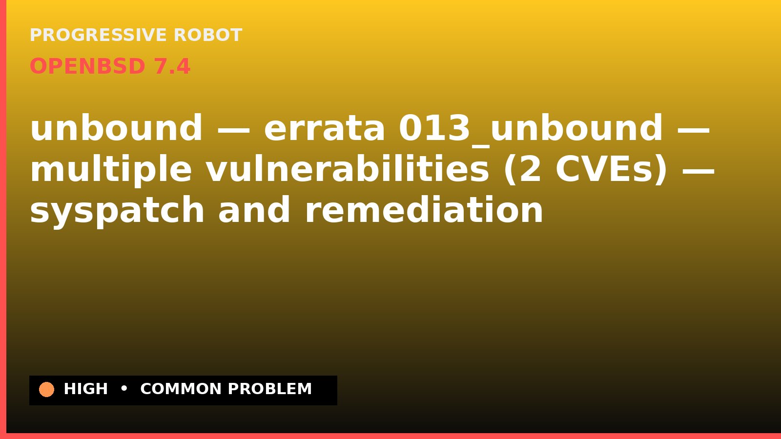 OpenBSD 7.4 — unbound — errata 013_unbound — multiple vulnerabilities (2 CVEs) — syspatch and remediation — diagnosis and fix on OpenBSD 7.4