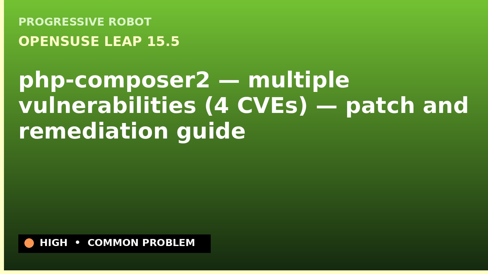openSUSE Leap 15.5 — php-composer2 — multiple vulnerabilities (4 CVEs) — patch and remediation guide — diagnosis and fix on openSUSE Leap 15.5