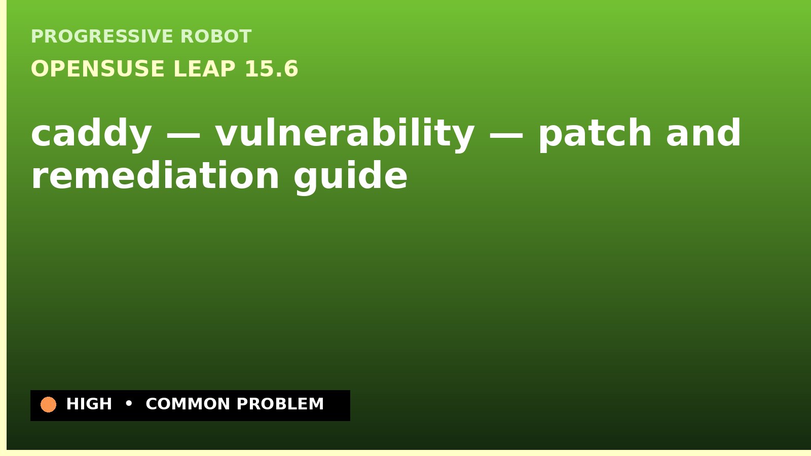openSUSE Leap 15.6 — caddy — vulnerability — patch and remediation guide — diagnosis and fix on openSUSE Leap 15.6
