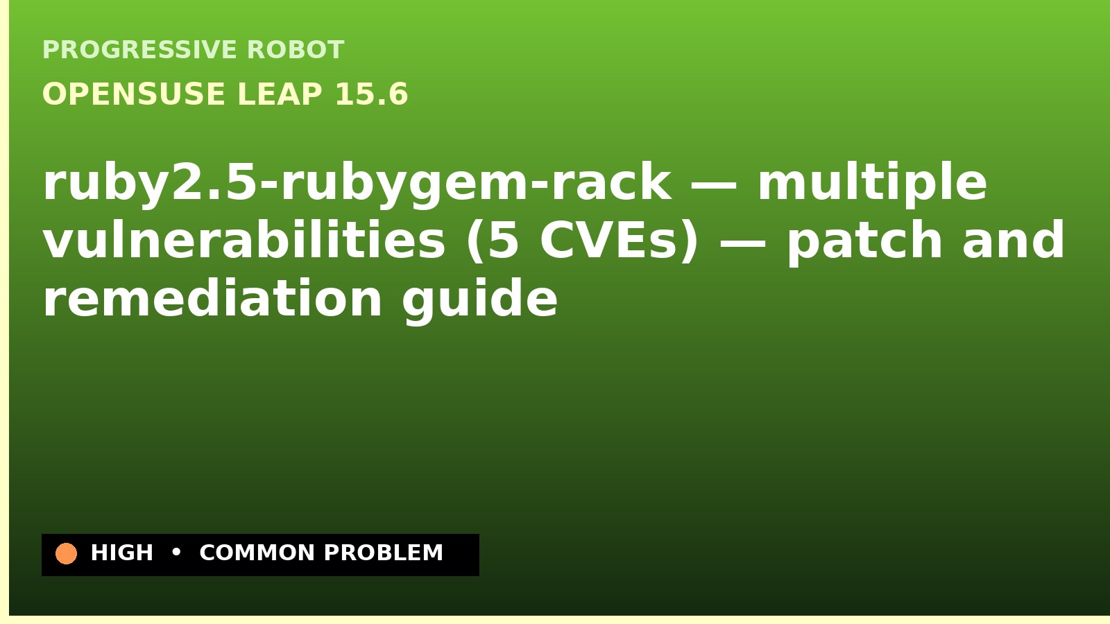 openSUSE Leap 15.6 — ruby2.5-rubygem-rack — multiple vulnerabilities (5 CVEs) — patch and remediation guide — diagnosis and fix on openSUSE Leap 15.6