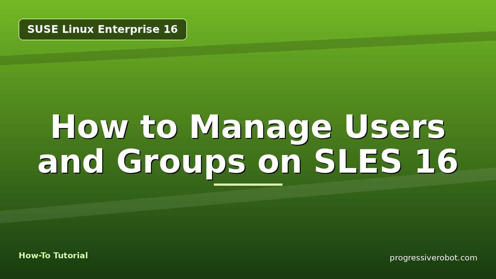 How to Manage Users and Groups on SLES 16 — step-by-step SUSE Linux Enterprise 16 tutorial on Progressive Robot
