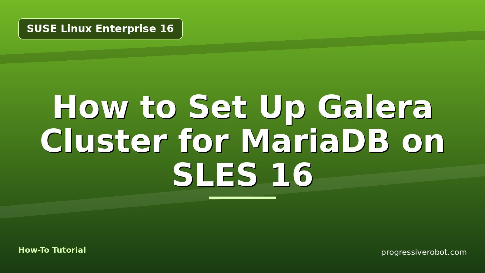 How to Set Up Galera Cluster for MariaDB on SLES 16 — step-by-step SUSE Linux Enterprise 16 tutorial on Progressive Robot