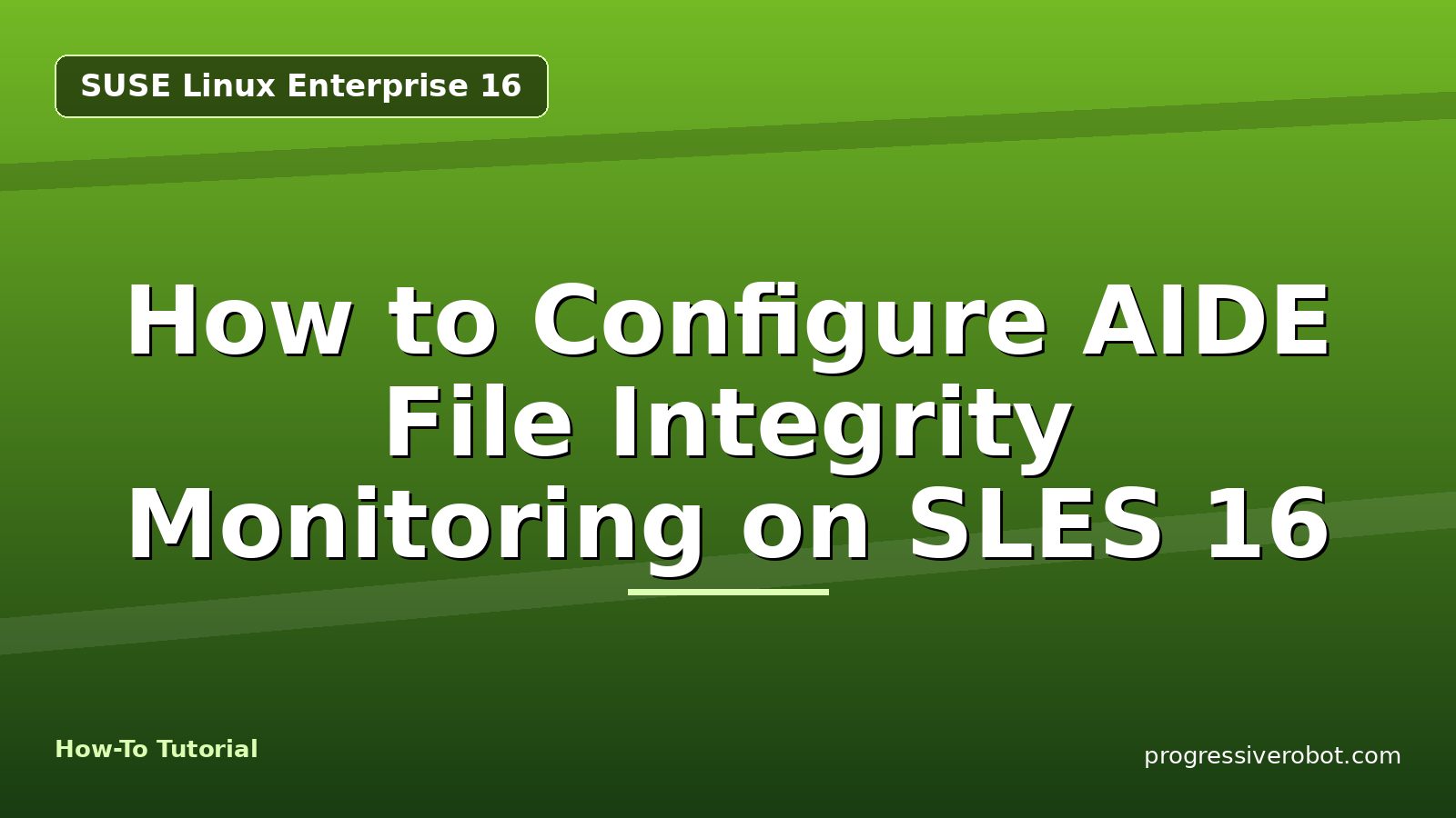 How to Configure AIDE File Integrity Monitoring on SLES 16 — step-by-step SUSE Linux Enterprise 16 tutorial on Progressive Robot