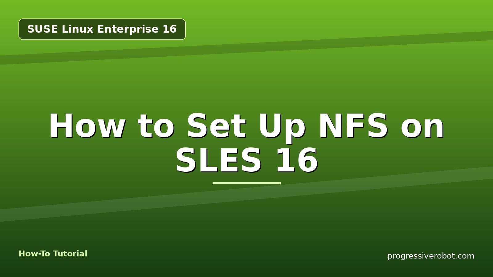 How to Set Up NFS on SLES 16 — step-by-step SUSE Linux Enterprise 16 tutorial on Progressive Robot