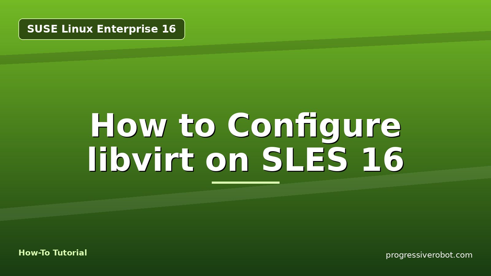 How to Configure libvirt on SLES 16 — step-by-step SUSE Linux Enterprise 16 tutorial on Progressive Robot