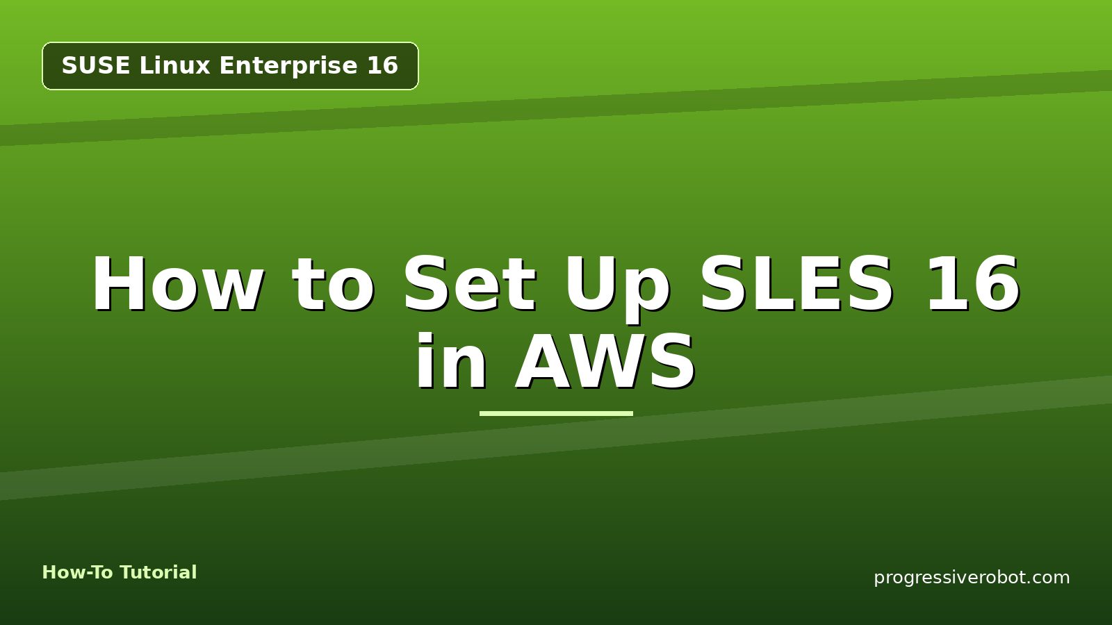 How to Set Up SLES 16 in AWS — step-by-step SUSE Linux Enterprise 16 tutorial on Progressive Robot