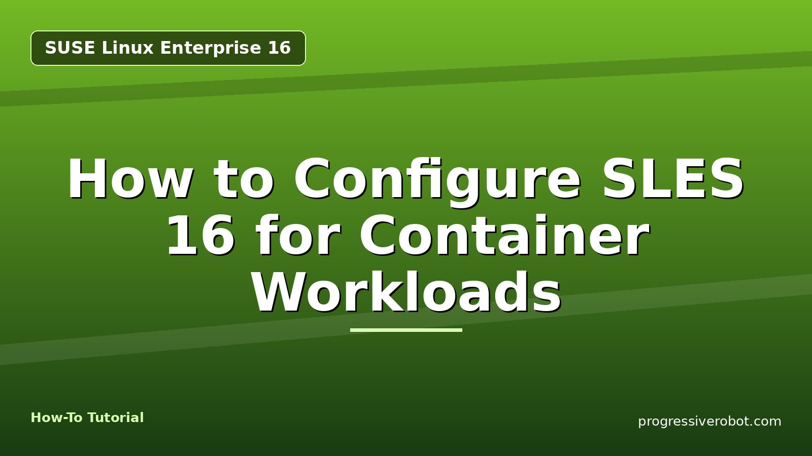 How to Configure SLES 16 for Container Workloads — step-by-step SUSE Linux Enterprise 16 tutorial on Progressive Robot