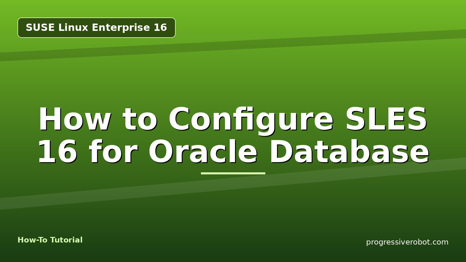 How to Configure SLES 16 for Oracle Database — step-by-step SUSE Linux Enterprise 16 tutorial on Progressive Robot