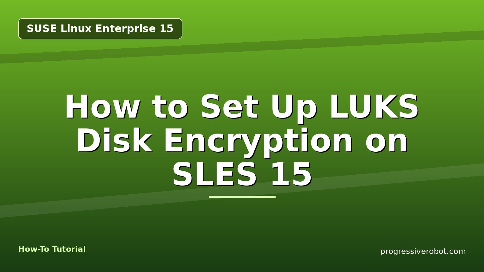How to Set Up LUKS Disk Encryption on SLES 15 — step-by-step SUSE Linux Enterprise 15 tutorial on Progressive Robot