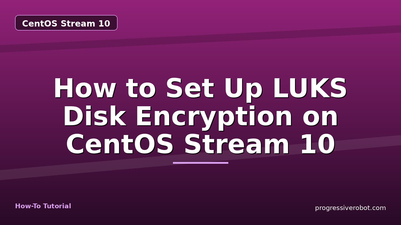How to Set Up LUKS Disk Encryption on CentOS Stream 10 — step-by-step CentOS Stream 10 tutorial on Progressive Robot