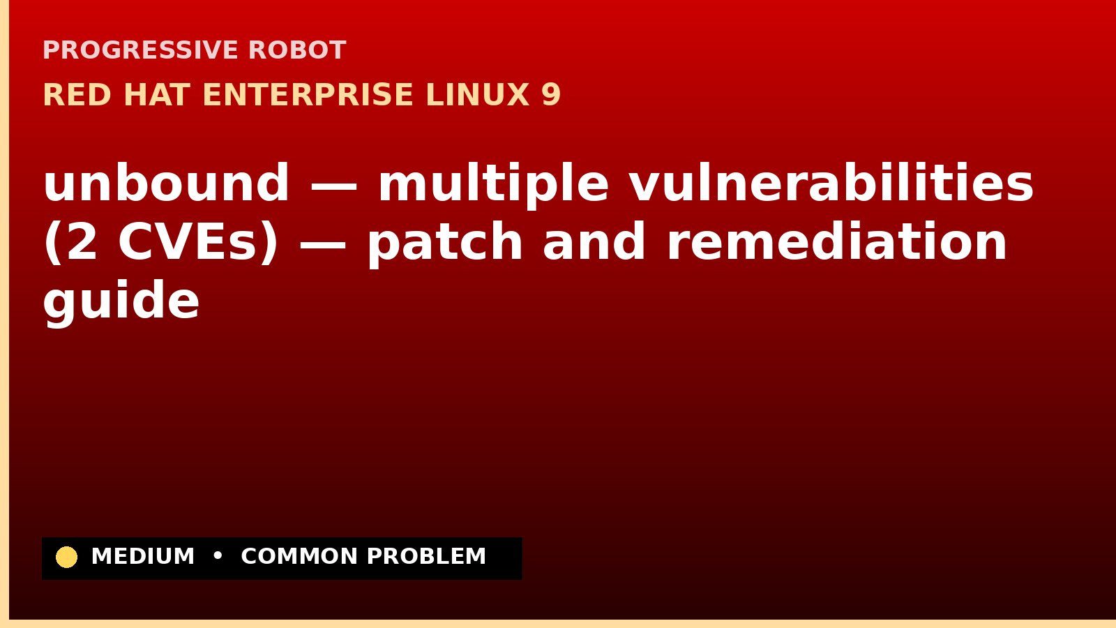 Red Hat Enterprise Linux 9 — unbound — multiple vulnerabilities (2 CVEs) — patch and remediation guide — diagnosis and fix on Red Hat Enterprise Linux 9
