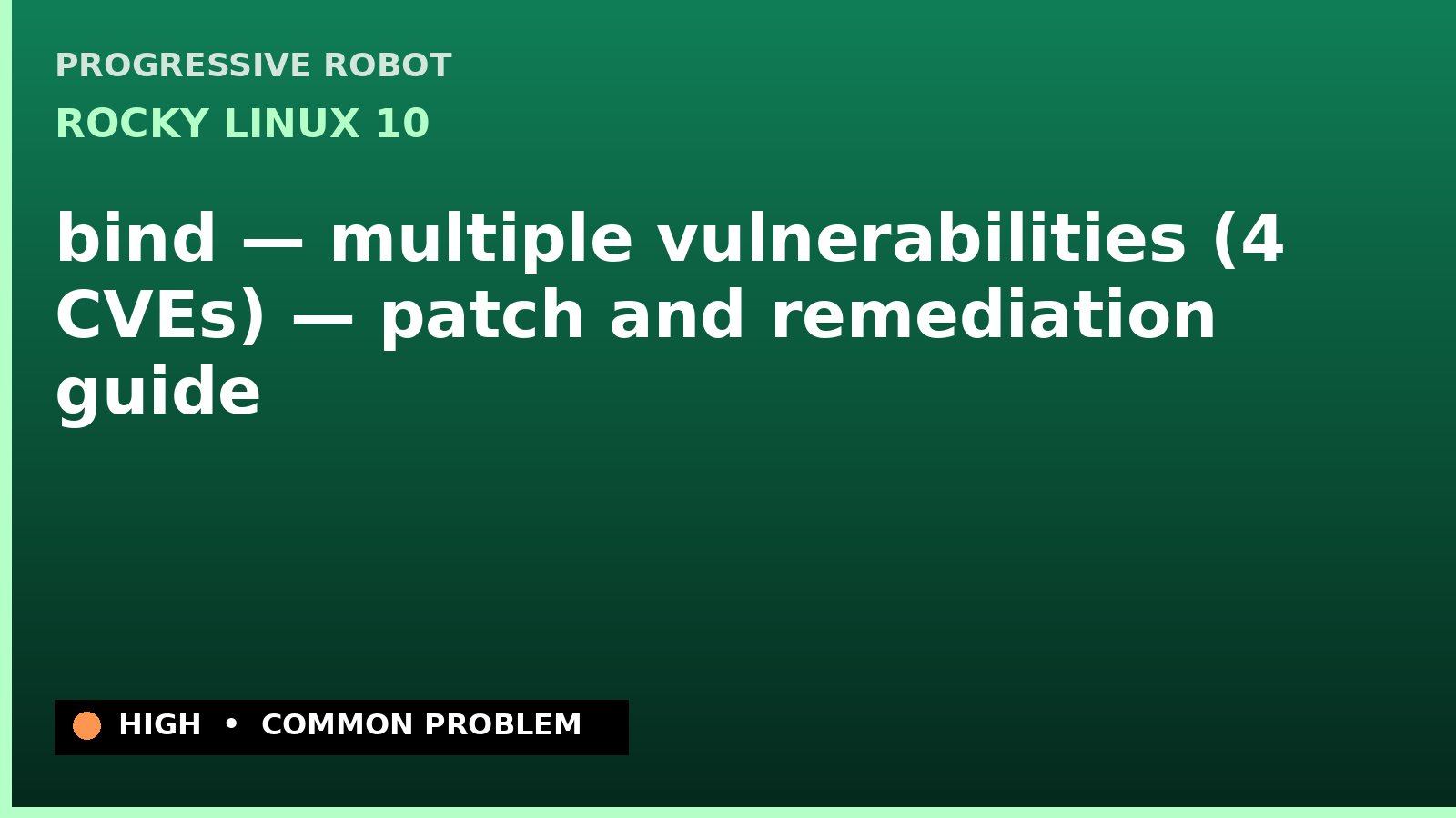 Rocky Linux 10 — bind — multiple vulnerabilities (4 CVEs) — patch and remediation guide — diagnosis and fix on Rocky Linux 10