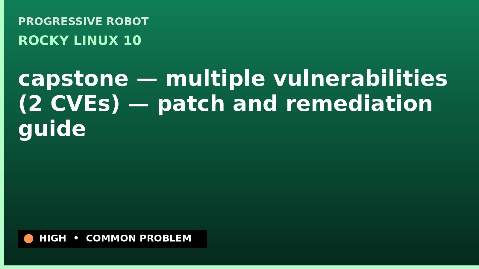 Rocky Linux 10 — capstone — multiple vulnerabilities (2 CVEs) — patch and remediation guide — diagnosis and fix on Rocky Linux 10