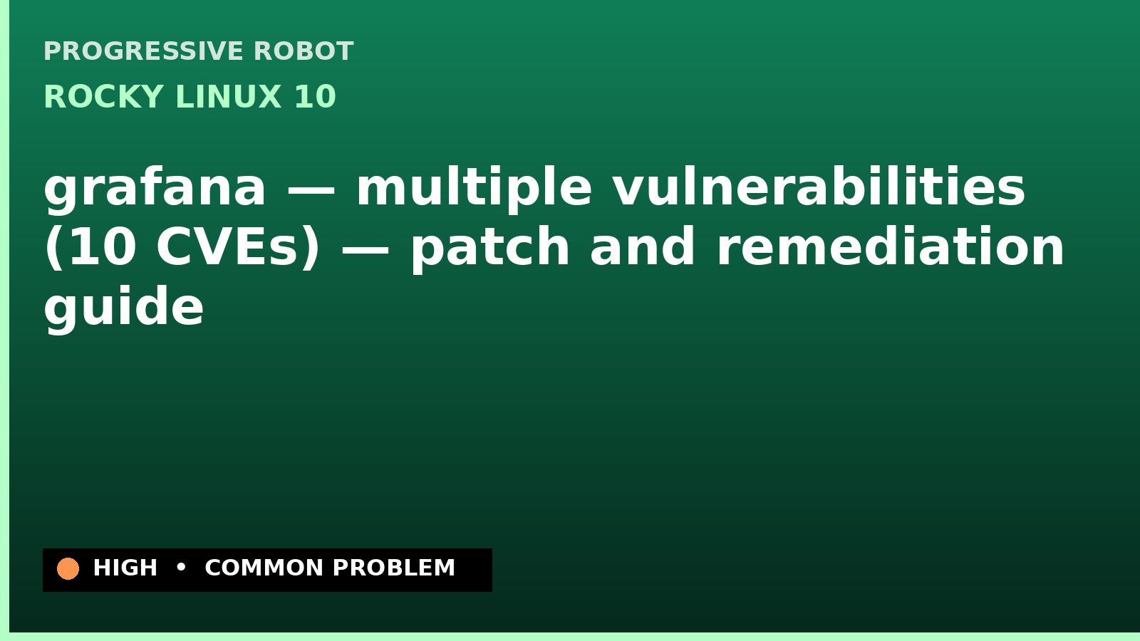 Rocky Linux 10 — grafana — multiple vulnerabilities (10 CVEs) — patch and remediation guide — diagnosis and fix on Rocky Linux 10