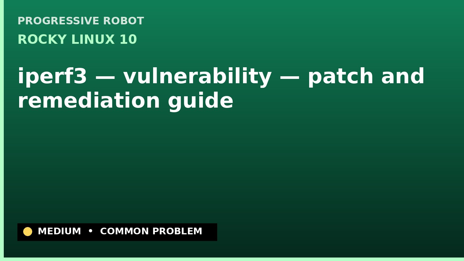 Rocky Linux 10 — iperf3 — vulnerability — patch and remediation guide — diagnosis and fix on Rocky Linux 10