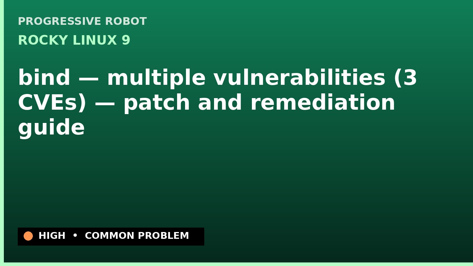 Rocky Linux 9 — bind — multiple vulnerabilities (3 CVEs) — patch and remediation guide — diagnosis and fix on Rocky Linux 9