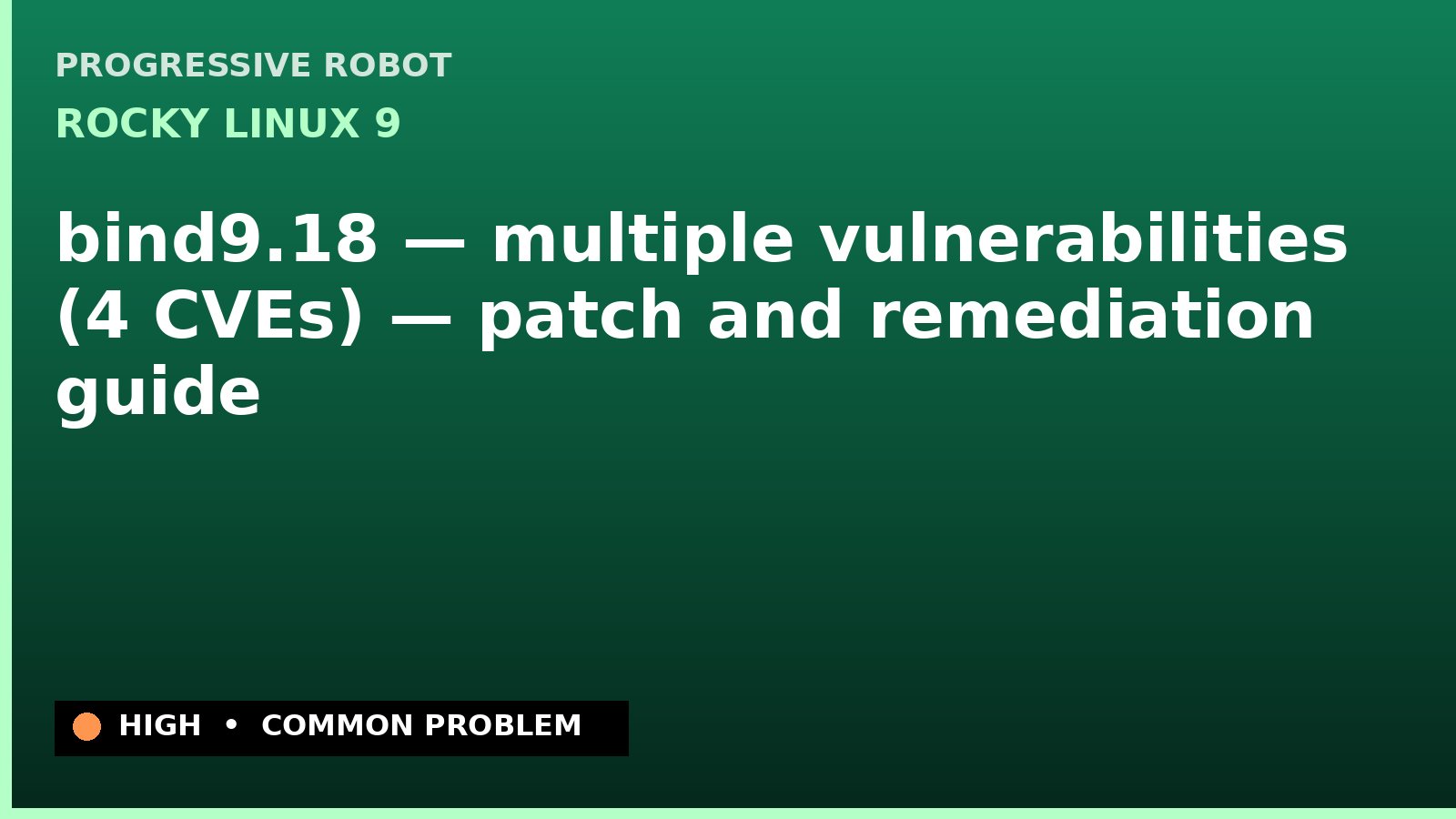 Rocky Linux 9 — bind9.18 — multiple vulnerabilities (4 CVEs) — patch and remediation guide — diagnosis and fix on Rocky Linux 9