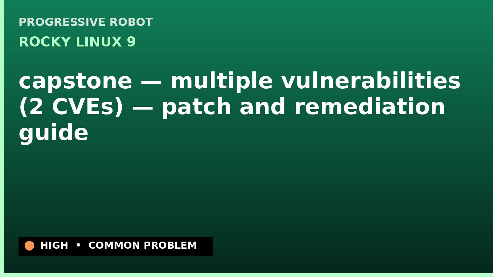 Rocky Linux 9 — capstone — multiple vulnerabilities (2 CVEs) — patch and remediation guide — diagnosis and fix on Rocky Linux 9