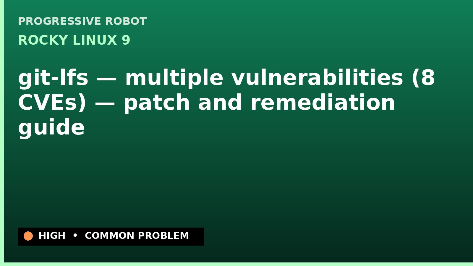 Rocky Linux 9 — git-lfs — multiple vulnerabilities (8 CVEs) — patch and remediation guide — diagnosis and fix on Rocky Linux 9
