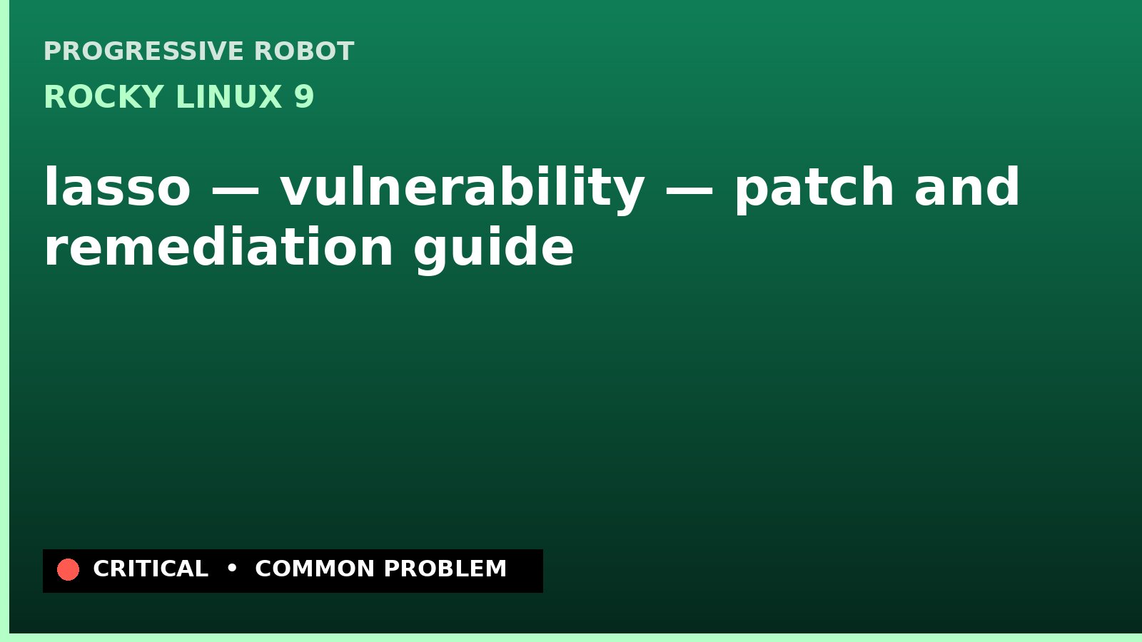 Rocky Linux 9 — lasso — vulnerability — patch and remediation guide — diagnosis and fix on Rocky Linux 9