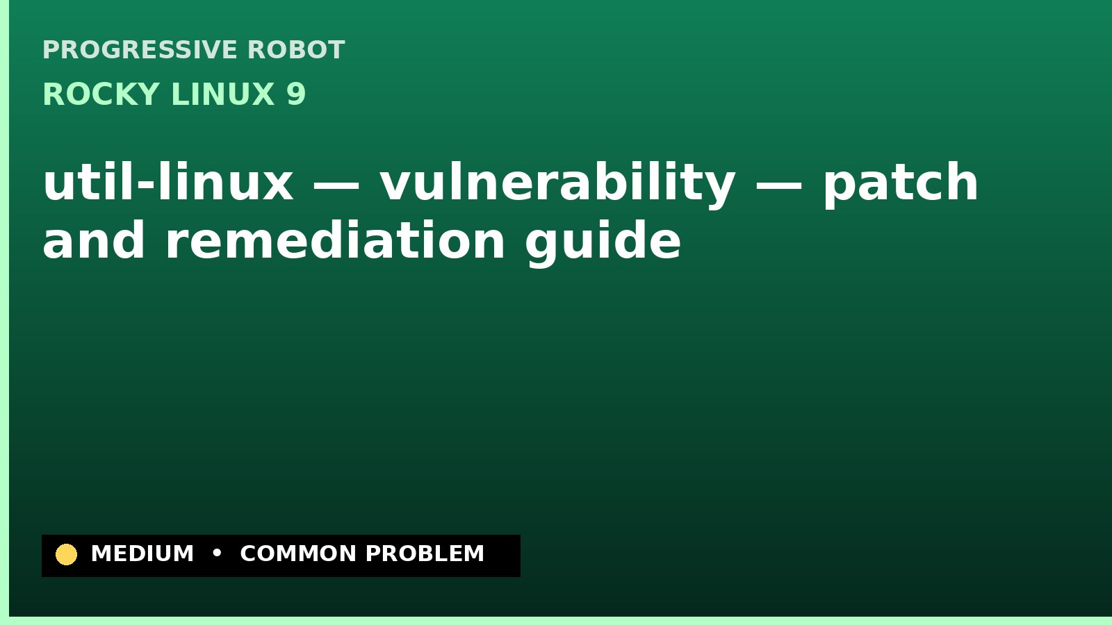Rocky Linux 9 — util-linux — vulnerability — patch and remediation guide — diagnosis and fix on Rocky Linux 9