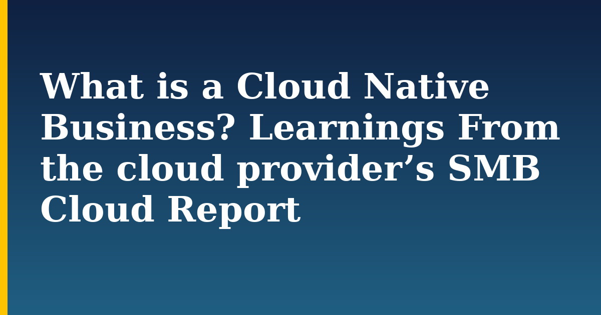 What is a Cloud Native Business? Learnings From the cloud provider’s SMB Cloud Report