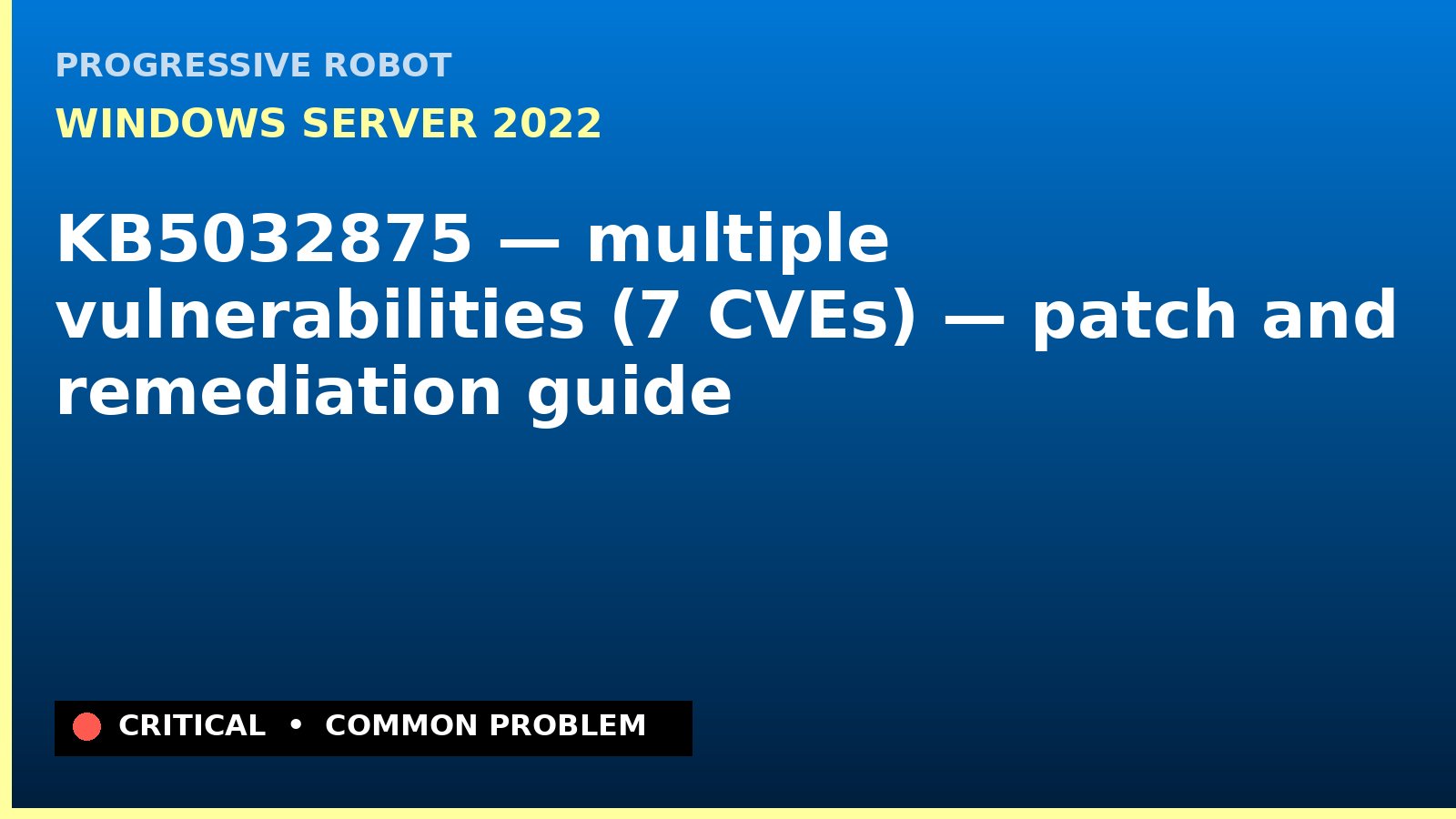 Windows Server 2022 — KB5032875 — multiple vulnerabilities (7 CVEs) — patch and remediation guide — diagnosis and fix on Windows Server 2022