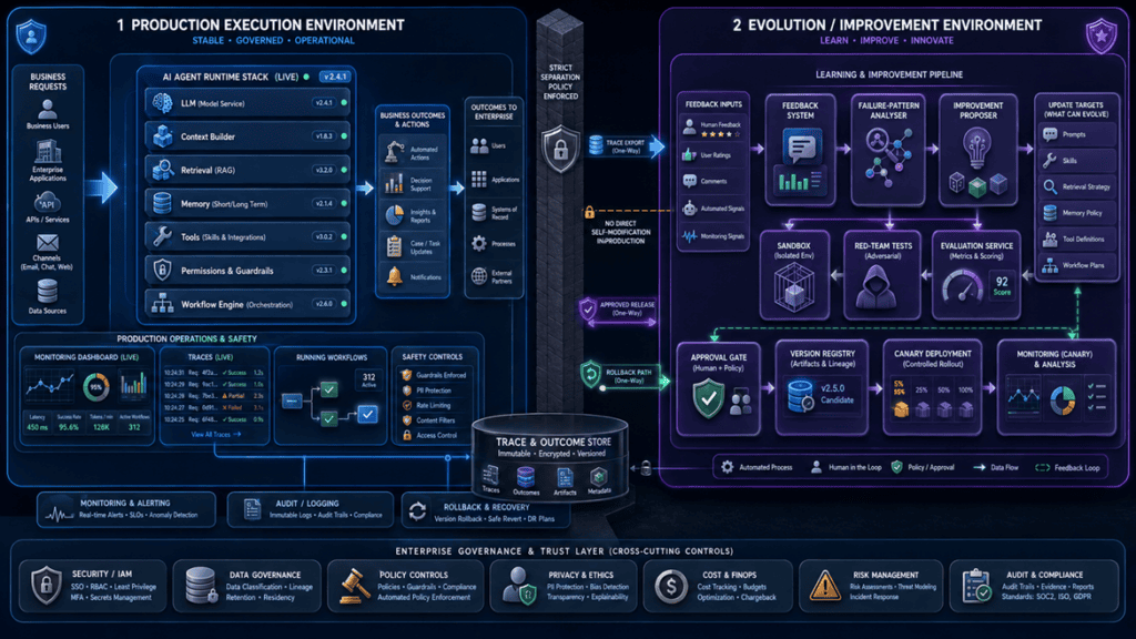 Enterprise reference architecture for Self-Evolving AI Agents