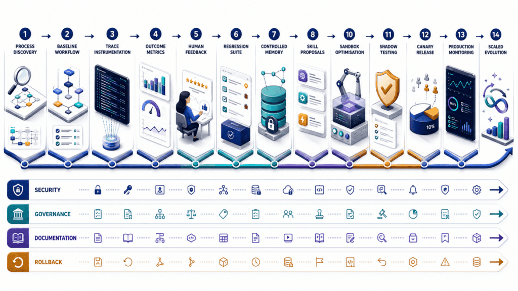 Implementation roadmap for Self-Evolving AI Agents