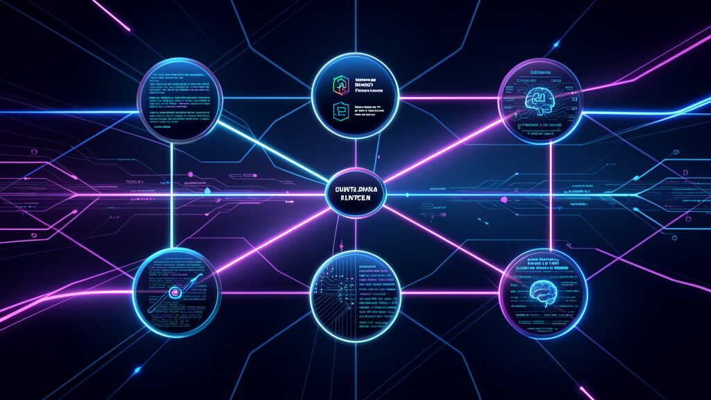 Lowering Computational Costs in DeFi Using AI-Assisted Contract Development 9 AI blockchain network connecting decentralized finance protocols