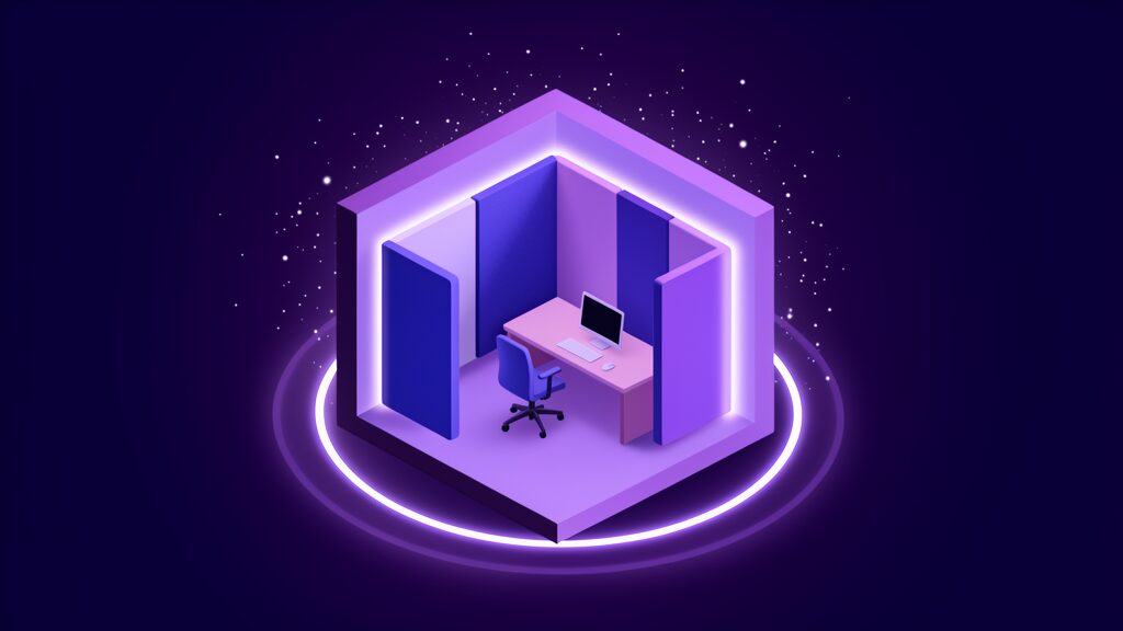 Acoustic focus pod supporting deep work in a personalized workspace