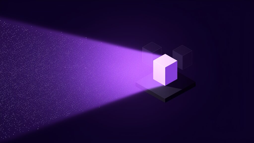 A beam of light passing through a translucent veil and resolving into one solid shape as ghost duplicates fade, AI sensory hallucinations dissolving into a true perception