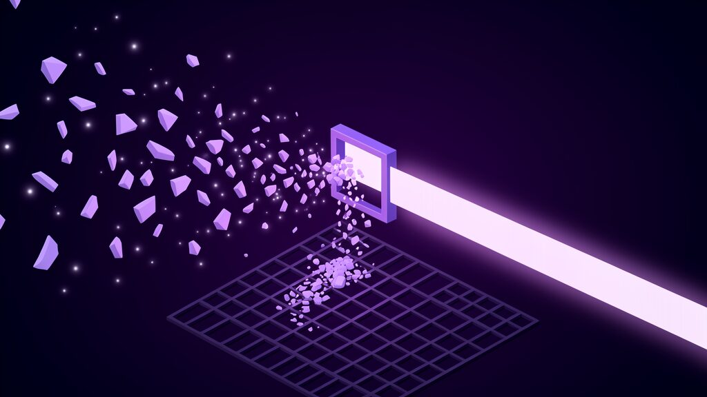 Scattered dim fragments drawn into a sorting gate and leaving as a single bright beam, DNA optimisation using a model's wrong answers as the training signal