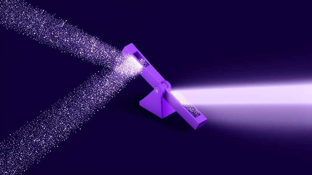 Two particle streams meeting a tilted beam balance that widens one and narrows the other, modality-adaptive decoding reweighting vision against audio in real time