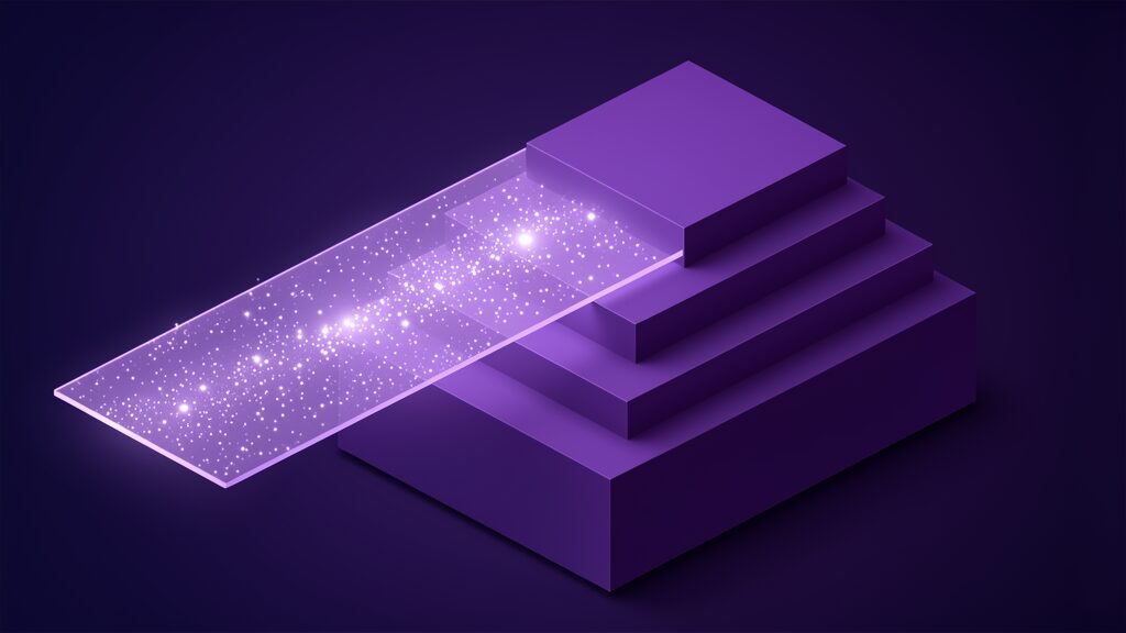 A thin bright translucent layer sliding onto an unchanged stepped structure, a training-free decoding fix added over an existing model without touching its weights