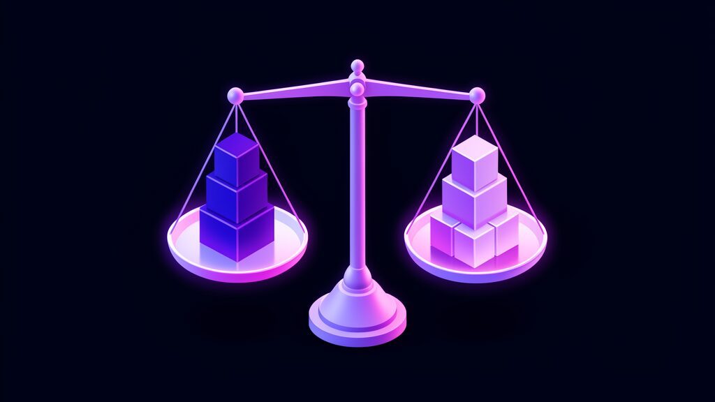 cyber security and resilience bill e balance scale with stacked cubes