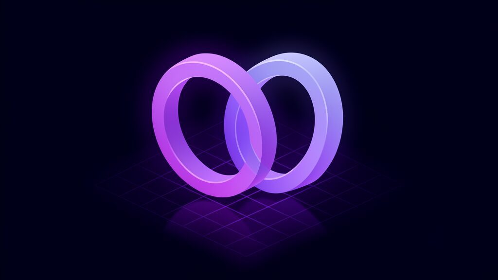 Iso 42001 implementation cost controls certification d two interlocking rings over grid plane